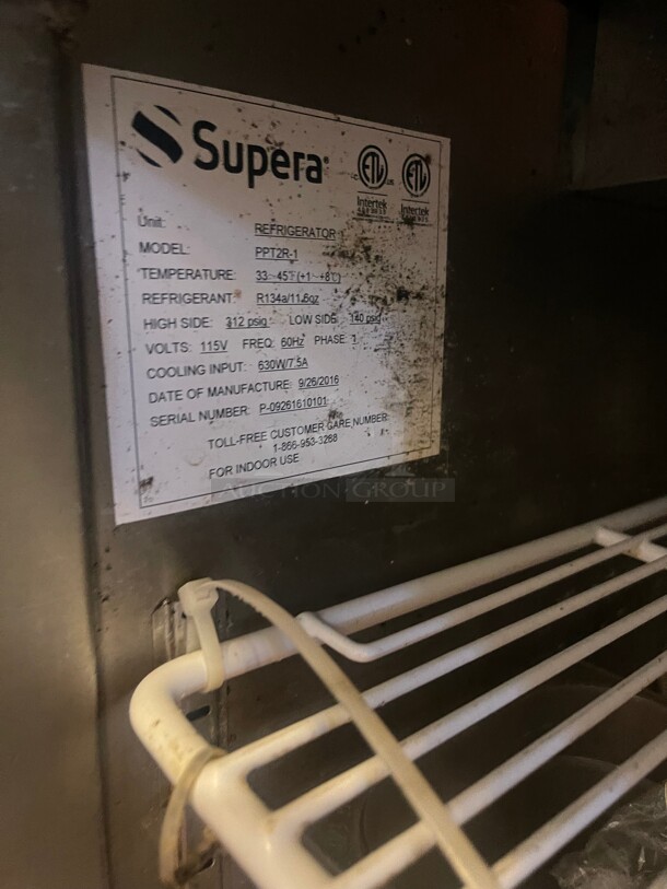 Working! Supera PPT2R-1 - 67 inch Commercial  Pizza Prep Table 115 Volt NSF Tested and Working! - Image 6 of 8