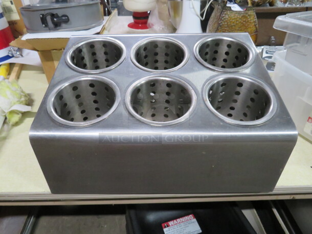 One Stainless Steel 6 Hole Flatware Holder. - Image 1 of 1