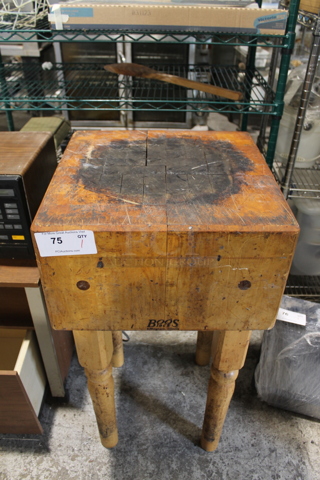Wooden Butcher Block Table.