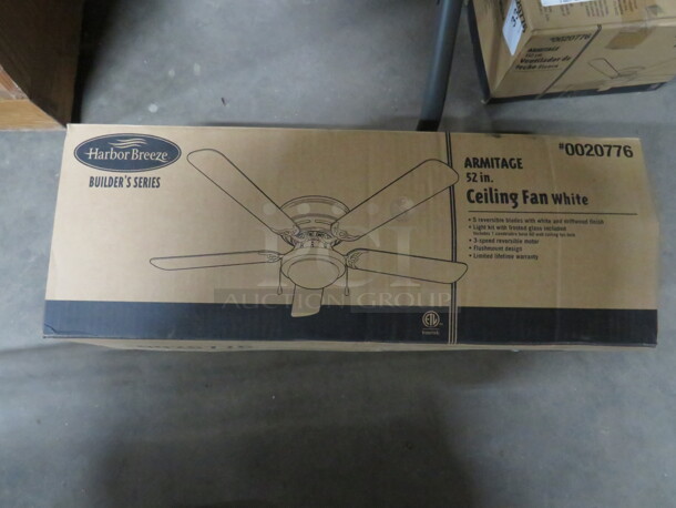 One NEW Harbor Breeze Armitage 52 Inch White Ceiling Fan.#0020776.