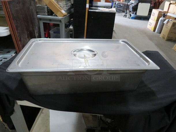 One Full Size 6 Inch Deep Hotel Pan With Lid.