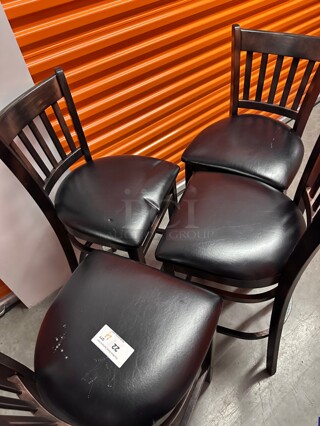 Clean! Classic Luxury Wooden Upholstered Black Leather Dining Chair Heavy Duty 