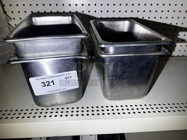 Mixed Lot, Stainless Shallow Drop In Pans, No Lids. QTY 4, Your Bid X 4