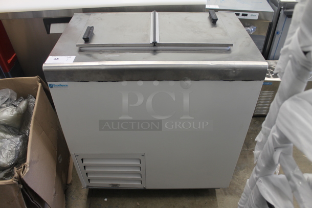 BRAND NEW SCRATCH AND DENT! 2022 Excellence HFF-2-HC Stainless Steel Commercial Chest Freezer w/ Center Hinge Lid. 115 Volts. 1 Phase. Tested and Working! - Image 1 of 5