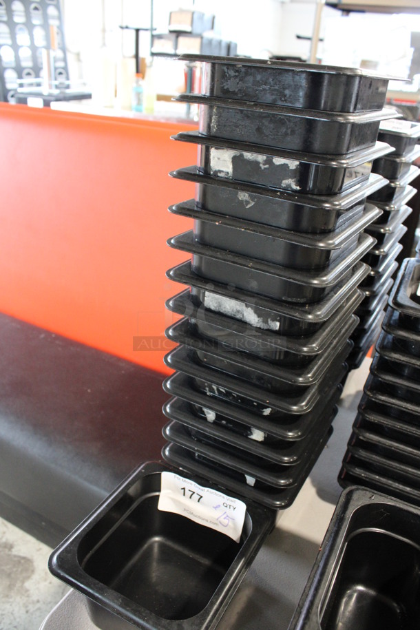 ALL ONE MONEY! Lot of 15 Cambro Black Poly 1/6 Size Drop In Bins! 1/6x4 - Image 3 of 3