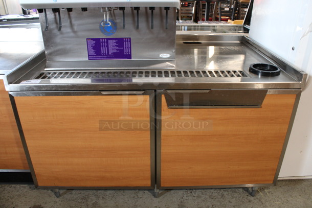 Duke Model SUBBD-60-LM Stainless Steel Commercial Soda Station w/ 2 Wood Pattern Doors and Drip Tray. 60x38x37.5