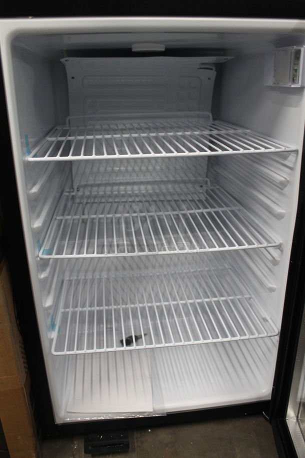 BRAND NEW SCRATCH AND DENT! Galaxy 177CRG3B Commercial Stainless Steel Electric Countertop Display Merchandiser Cooler With Polycoated Shelves And Black Cabinet. Includes Key. 110-120V. Tested And Working!  - Image 4 of 9
