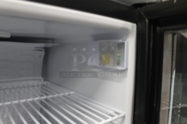 BRAND NEW SCRATCH AND DENT! Galaxy 177CRG3B Commercial Stainless Steel Electric Countertop Display Merchandiser Cooler With Polycoated Shelves And Black Cabinet. Includes Key. 110-120V. Tested And Working!  - Image 5 of 9