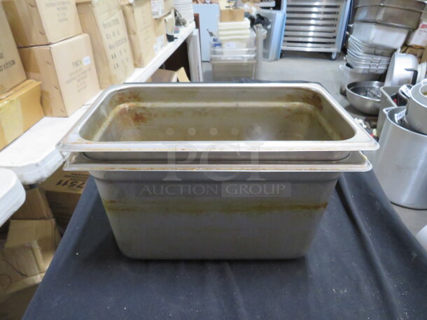 1/4  Size 6 Inch Deep Stainless Hotel Pan. 2XBID