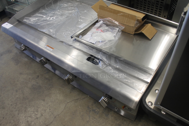 BRAND NEW SCRATCH AND DENT! Cooking Performance Group CPG 351GTCPG48NL Stainless Steel Commercial Countertop Natural Gas Powered Flat Top Griddle. 120,000 BTU. - Image 3 of 5