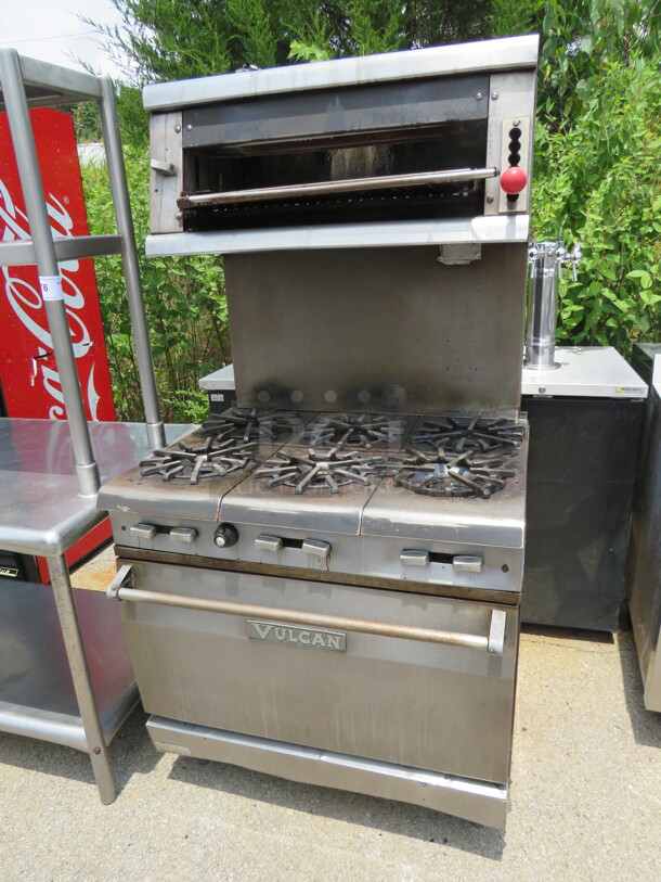 One Vulcan Natural Gas 6 Burner Range With Salamander Over. 36X33X70 - Image 2 of 3