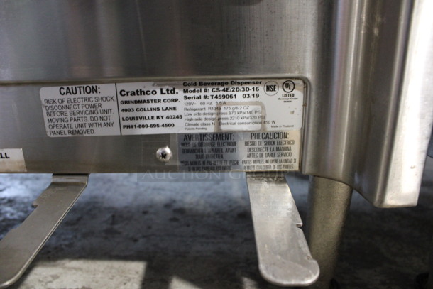 2019 Crathco Model CS-4E/2D/3D-16 Stainless Steel Commercial Countertop 4 Hopper Refrigerated Drink Machine. 120 Volts, 1 Phase. 21x18x28. Tested and Working! - Image 6 of 8