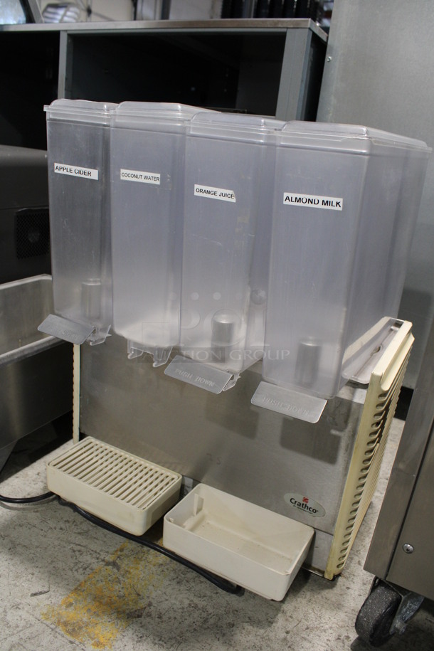 2015 Crathco Model E47/E49-4 Metal Commercial Countertop 4 Hopper Refrigerated Beverage Machine w/ 2 Drop Trays. Missing 1 Grate. 115 Volts, 1 Phase. 20x18x28. Tested and Does Not Get Cold - Image 3 of 7