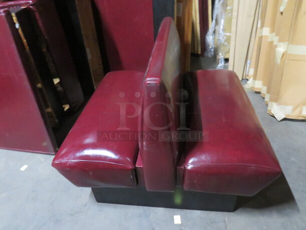 One Double Sided Burgundy Cushioned Booth. 44X48X36 - Image 2 of 2