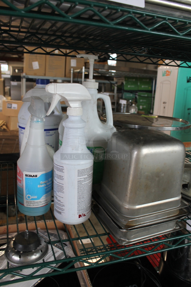 ALL ONE MONEY! Lot of 2 Tiers Worth of Various Items Including Metal Baking Pans, Stainless Steel Drop In Bins and Cleaners! - Image 7 of 8