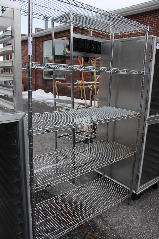 Metro Chrome Finish 5 Tier Shelving Unit. BUYER MUST DISMANTLE. PCI CANNOT DISMANTLE FOR SHIPPING. PLEASE CONSIDER FREIGHT CHARGES. 48x18x75 - Image 1 of 4