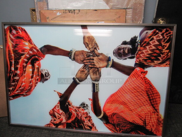 One AWESOME Tempered Glass Picture With A Silver Metal Frame. 60X40. HEAVY! - Image 2 of 2