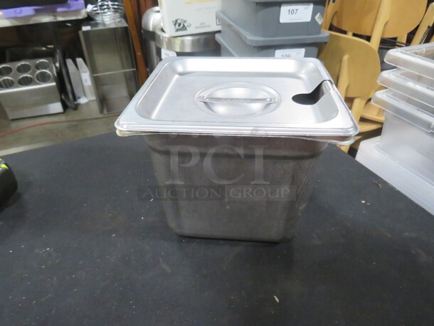 1/6 Size 6 Inch Deep  Hotel Pan With Lid. 5XBID - Image 1 of 1