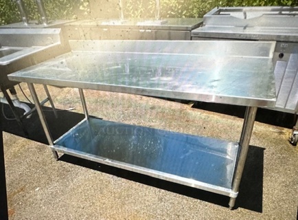 One Stainless Steel Table With Under Shelf. 72X30X38