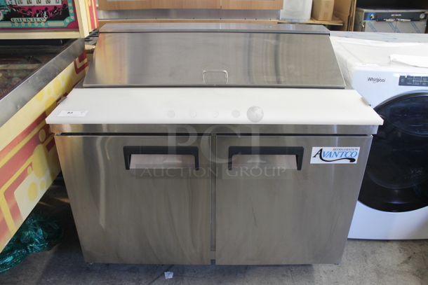 Avantco 178APT48HC Stainless Steel Commercial Sandwich Salad Prep Table Bain Marie Mega Top on Commercial Casters. 115 Volts, 1 Phase. Tested and Working! - Image 1 of 6