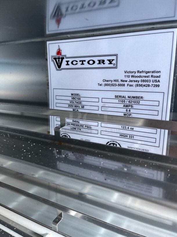 New! Victory VBC-100 Commercial Blast Chiller Hardening Cabinet 220 Volt 3 Phase NSF Tested and Working! - Image 2 of 10