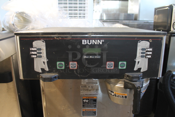 2011 Bunn DUAL TF DBC Stainless Steel Commercial Countertop Double Coffee Machine w/ Hot Water Dispenser and Metal Brew Basket. 120/240 Volts, 1 Phase.  - Image 2 of 4