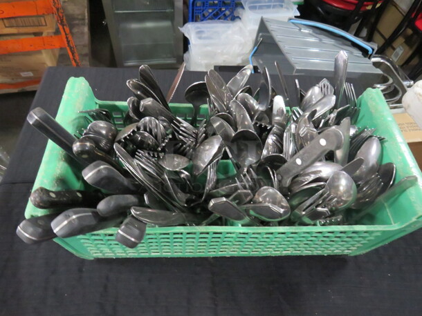 One Dishwasher Flatware Rack Full Of Assorted Flatware. - Image 2 of 2