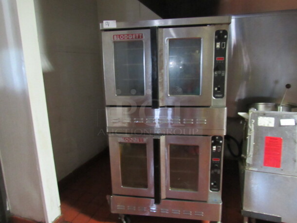 BUYER MUST REMOVE! One Blodgett Double Stack Natural Gas Convection Oven With 7 Racks, On Casters. Model# DFG-100-3. 38X38X71. $26,809.73.