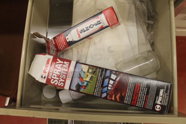 Tan 4 Drawer Desk w/ Contents and Office Chair. - Image 6 of 6