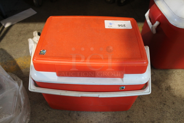 2 Various White and Red Poly Coolers. 17x12x13.5, 24x14x16. 2 Times Your Bid! - Image 4 of 7