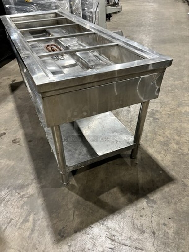 All Stainless Steel Electric Powered 5 Well Steam Table! With Underneath Shelf! On Legs!  - Image 4 of 8
