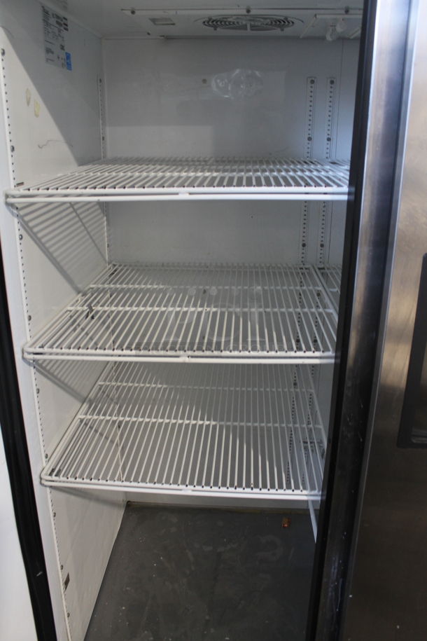 2012 True TG2R-2S ENERGY STAR Stainless Steel Commercial 2 Door Reach In Cooler w/ Poly Coated Racks on Commercial Casters. 115 Volts, 1 Phase. Tested and Working! - Image 5 of 7