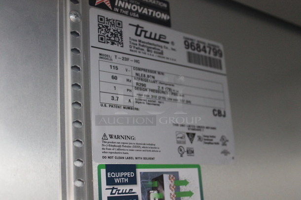 2019 True T-23F-HC Stainless Steel Commercial Single Door Reach In Freezer w/ Poly Coated Racks on Commercial Casters. 115 Volts, 1 Phase. Tested and Working! - Image 6 of 7