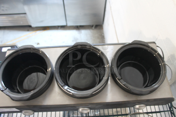 Sensio YDE902A Metal Countertop 3 Well Slow Cooker w/ Drop Ins and Lids. 120 Volts, 1 Phase. Tested and Working! - Image 5 of 11