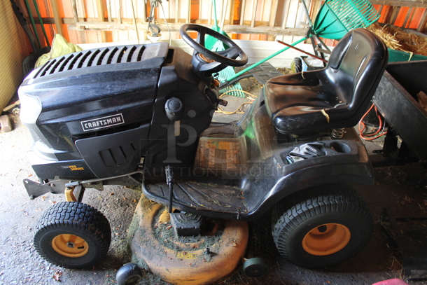 Craftsman Riding Lawn Mower w/ Metal Trailer. BUYER MUST REMOVE. (shed #3) - Image 1 of 7