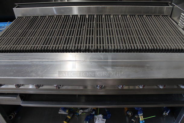 BRAND NEW! Jade Range JTRH-60B Stainless Steel Commercial Natural Gas Powered Charbroiler Grill w/ Under Shelf and 5 Gas Hoses on Commercial Casters.  - Image 2 of 8