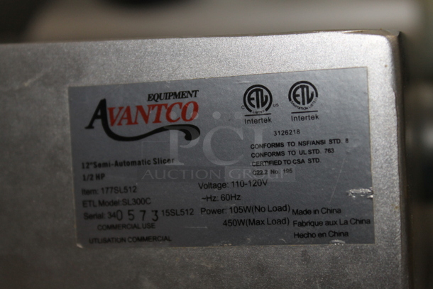 Avantco SL300C Stainless Steel Commercial Countertop Automatic Meat Slicer w/ Blade Sharpener. 110-120 Volts, 1 Phase. Tested and Working! - Image 8 of 10