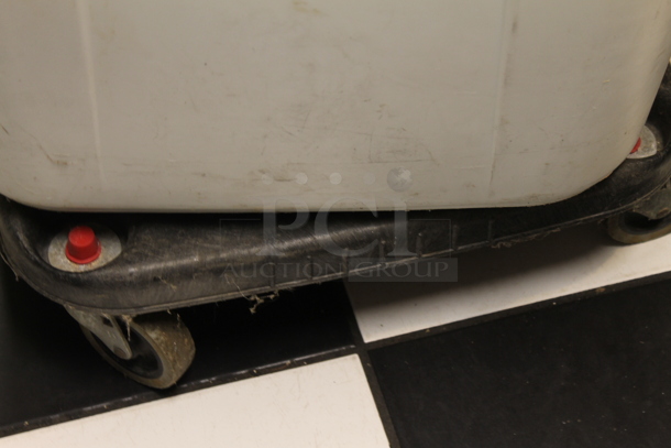 2 White Poly Trash Cans w/ 2 Lids and 1 Dolly. 2 Times Your Bid! (kitchen) - Image 4 of 4