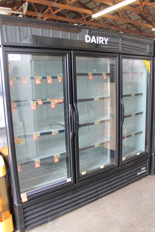 2016 True GDM-72-HC-TSL01 ENERGY STAR Metal Commercial 3 Door Reach In Cooler Merchandiser w/ Poly Coated Racks. 115 Volts, 1 Phase. Tested and Working! - Image 1 of 5