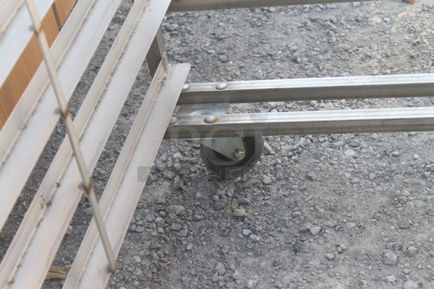 BRAND NEW! Metal Commercial Pan Transport Rack on Commercial Casters w/ Top Guide for Rack Oven. Stock Picture - Cosmetic Condition May Vary.  - Image 5 of 5