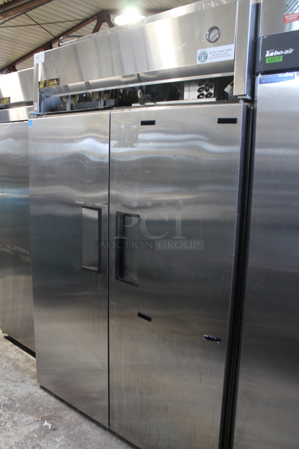 2013 True TG2R-2S ENERGY STAR Stainless Steel Commercial 2 Door Reach In Cooler w/ Poly Coated Racks. 115 Volts, 1 Phase. Tested and Powers On But Does Not Get Cold - Image 1 of 8