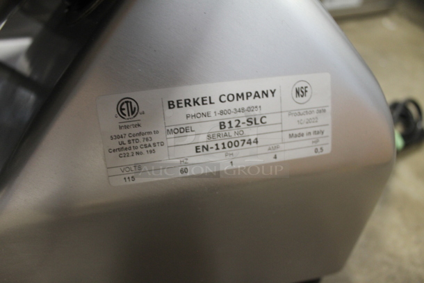 BRAND NEW SCRATCH AND DENT! 2022 Berkel B12-SLC Commercial Stainless Steel Electric Countertop Meat/Cheese Slicer On Rubber Feet. 115V, 1 Phase. Tested and Working! - Image 7 of 10