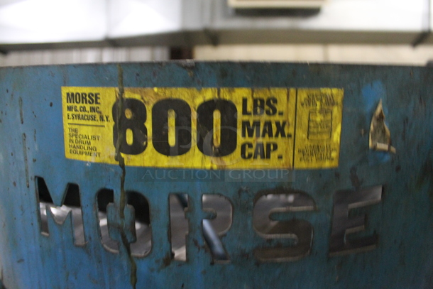 Morse Blue Metal Commercial 800 Pound Capacity Drum Barrel Stand. BUYER MUST REMOVE. - Image 6 of 6
