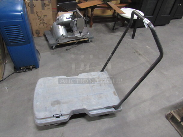 One Rubbermaid Cart On Casters. Max 400lbs. 31X20X38