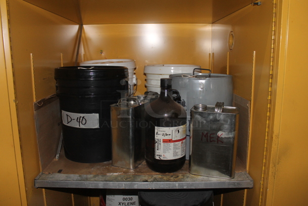 Se-cur-all Cabinets Yellow Metal 2 Door Fire Resistant Cabinet w/ Contents Including Toluene, Xylene, Elvacite Solution. BUYER MUST REMOVE. - Image 4 of 11