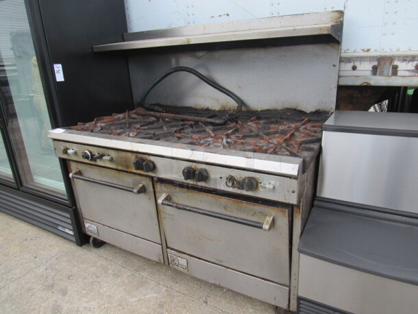 One Southbend 10 Burner Natural Gas Range, With Over Shelf On Casters. 60X35X60 - Image 3 of 3