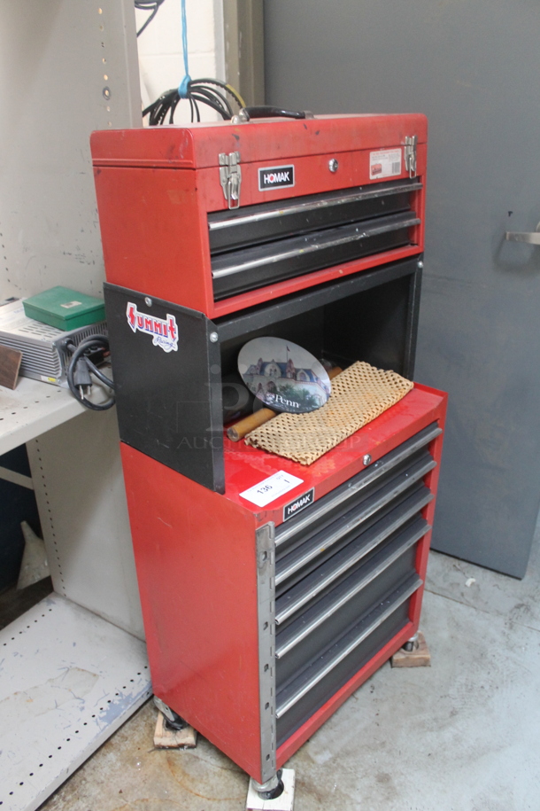 Homak Red Metal Toolbox w/ Contents on Commercial Casters. BUYER MUST REMOVE. - Image 2 of 5