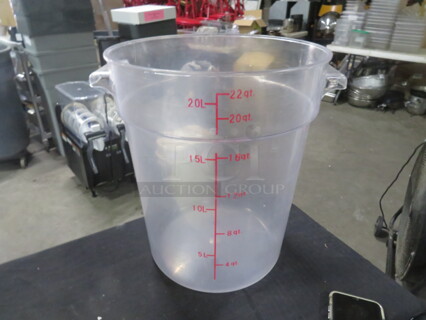 One 22 Quart Round Food Storage Container.