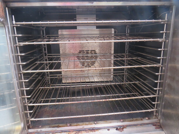 One Majestic American Range Natural Gas Manual Convection Oven With 5 Racks On Stand With Under Storage. 40X28X64 - Image 2 of 3