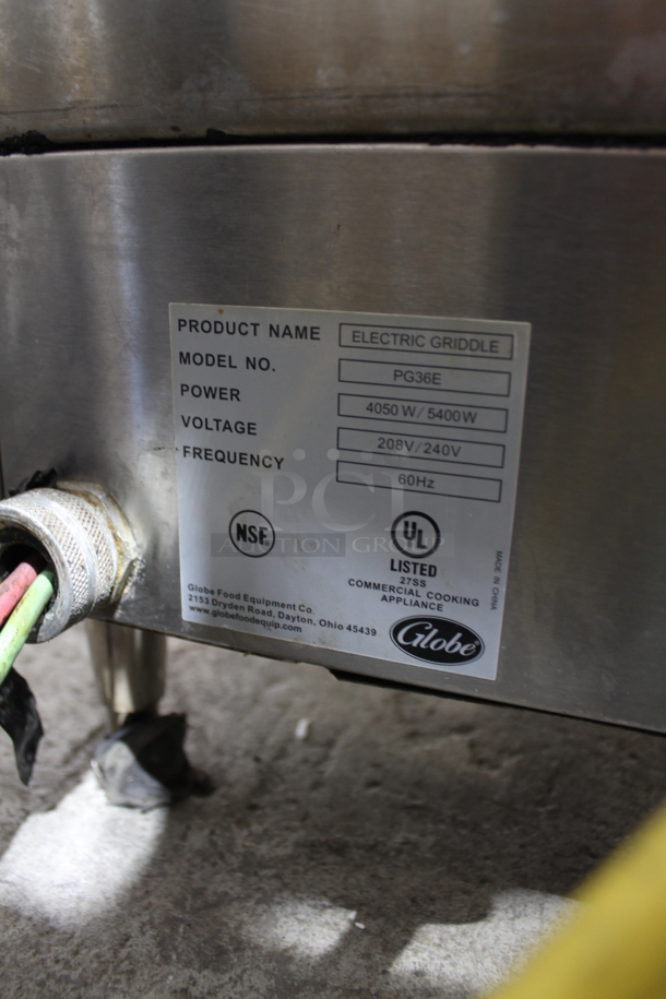 Globe PG36E Stainless Steel Commercial Countertop Electric Powered Flat Top Griddle. 208/240 Volts.  - Image 5 of 5